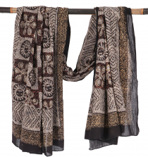 Lightweight pareo, sarong, hand printed cotton cloth - color comb..