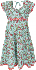 Boho mini dress, airy summer dress - turquoise