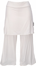 3/4 Yoga pants with skirt, loose casual pants - natural white