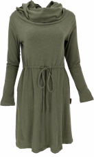 Organic cotton mini dress with shawl hood and long sleeves, Basic..
