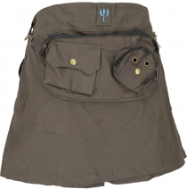 Goa Shorts, kurzer Hosenrock, Side Bag-Gürteltaschen Rock - dunkl..