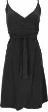 Organic cotton mini dress, wrap dress, summer dress - black