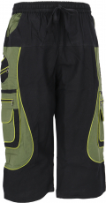 3/4 Yogahose, Goa Hose, Goa Shorts, Herren Shorts - schwarz/grün