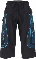3/4 Yogahose, Goa Hose, Goa Shorts, Herren Shorts - schwarz/blau
