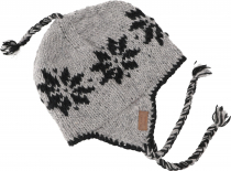 Wool hat with earflaps, Norwegian cap - gray