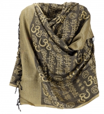Pashmina viscose scarf/stole with OM pattern - yellow
