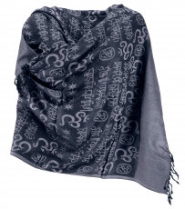 Pashmina viscose scarf/stole with OM pattern - black