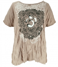 Baba T-shirt for strong women, plus size t-shirt - beige/Om