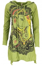 Baba longshirt, long sleeve psytrance mini dress - Ganesh/lemongr..
