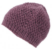 Hand knitted wool hat, knitted hat from virgin wool - - lilac