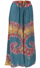 Boho batik culottes, wide summer trousers - petrol