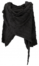 Boho poncho with wide hood, cape- black