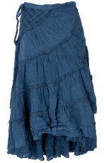 Boho wrap skirt, crinkle skirt, maxi skirt, flamenco skirt - blue