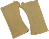 Jaquard wrist warmers, wristlets - mustard yellow/grey
