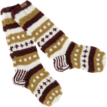Hand knitted sheep wool socks, Nepal socks - caramel