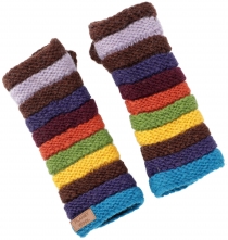 Ringleted handwarmers from Nepal, handknitted from virgin wool - ..