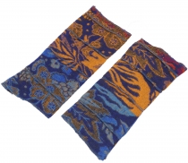 Patchwork wrist warmers, Ethno Goa arm warmers - blue/colorful