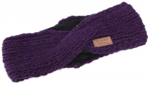 Crossed Wool Knit Headband Knitted Ear Warmer - Purple