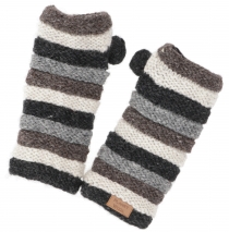 Ringleted handwarmers from Nepal, handknitted from virgin wool - ..