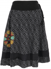 Knee length swing skirt - black/grey