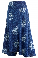 Ethno culottes, boho maxi skirt, khadi summer skirt - indigo