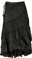 Boho wrap skirt, crinkle skirt, maxi skirt, flamenco skirt - blac..