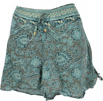 Lightweight Panties, Silky Print Shorts - aqua