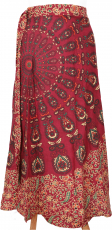 Long boho wrap skirt, ethno flamenco skirt mandala motif - maroon
