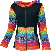 Rainbow Stonewash Zip Hoodie Jacket, Goa Jacket - Model 4
