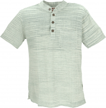 Natural khadi shirt from India, slip-on shirt - aqua