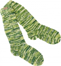 Hand knitted sheep wool socks, home socks, Nepal socks - green