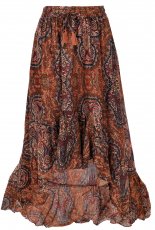 Maxi skirt comfortable boho summer skirt, flamenco skirt - rust/b..