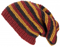 Beanie cap, striped knitted cap, Nepalese cap - brown/rust