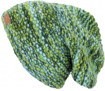 Beanie cap, colorful knitted cap, Nepal cap - green