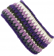 Colorful crochet headband - violet/gray