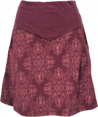 Organic cotton mini skirt, boho plate skirt organic - bordeaux