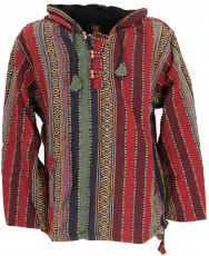 Goa Kapuzenshirt, Baja Hoodie, Boho Style Kapuzenpullover - rot