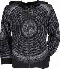 Goa jacket, sweatshirt jacket with mandala - black