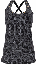 Goa psytrance top, festival top with studs - black/gray