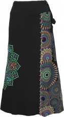 Maxi skirt, long skirt Mandala, Boho skirt - black/colorful