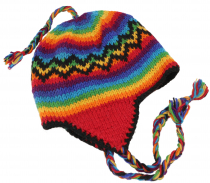 Wool hat with earflaps, Norwegian cap - rainbow 2