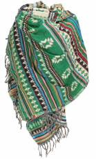 Soft pashmina scarf/stole, shoulder scarf - Maya pattern pine gre..