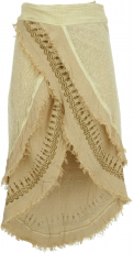 Goa wrap skirt, tribal layered look skirt, boho skirt - beige