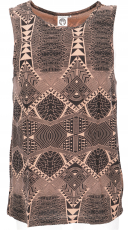Tank top with psychedelic print, Goa shirt - black/beige