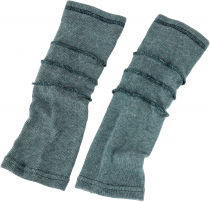 Leg warmers, fine knit leg warmers with overlock - petrol