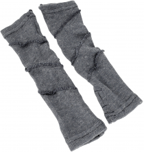 Cotton fine knit hand warmers, pulse warmers with overlock - gray