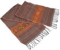 Soft scarf with ethnic pattern - brown