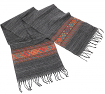 Soft scarf with ethnic pattern - anthracite