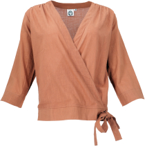 Light cotton blouse, summer blouse in wrap look - apricot
