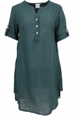 Long cotton blouse tunic, shirt tunic - dark green